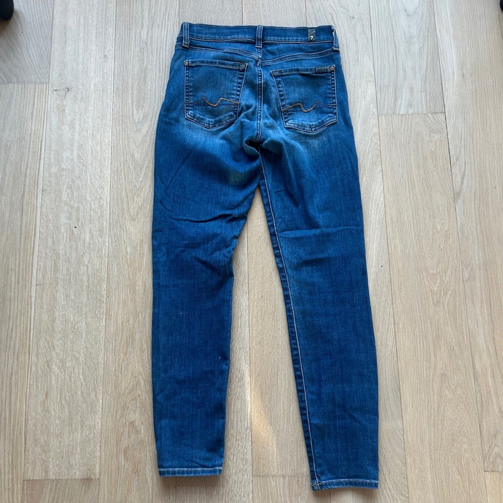 7 For All Mankind Ankle Gwenevere Jeans Womens 27 Blue Skinny Med Wash Stretch - Picture 2 of 10